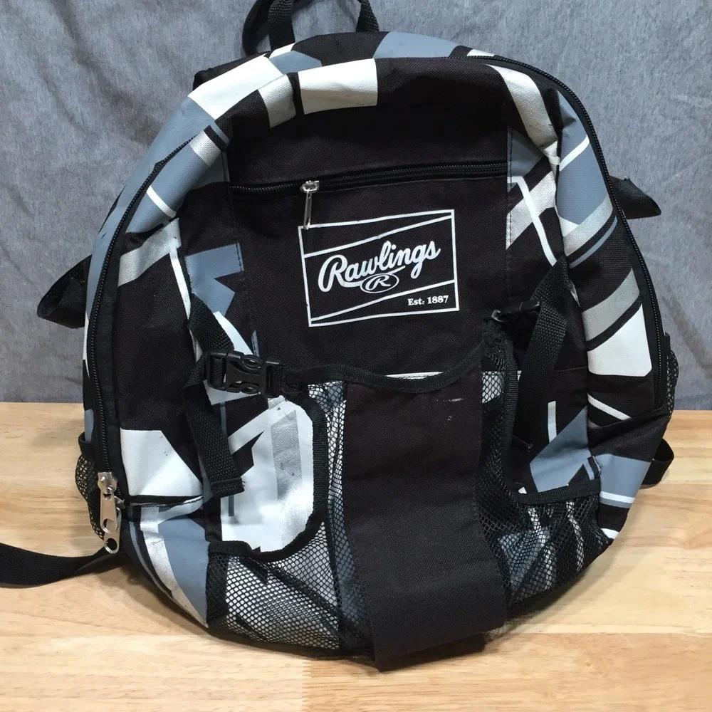 Rawlings Unisex Baseball Backpack Geometric Graphic Black White One Size Good